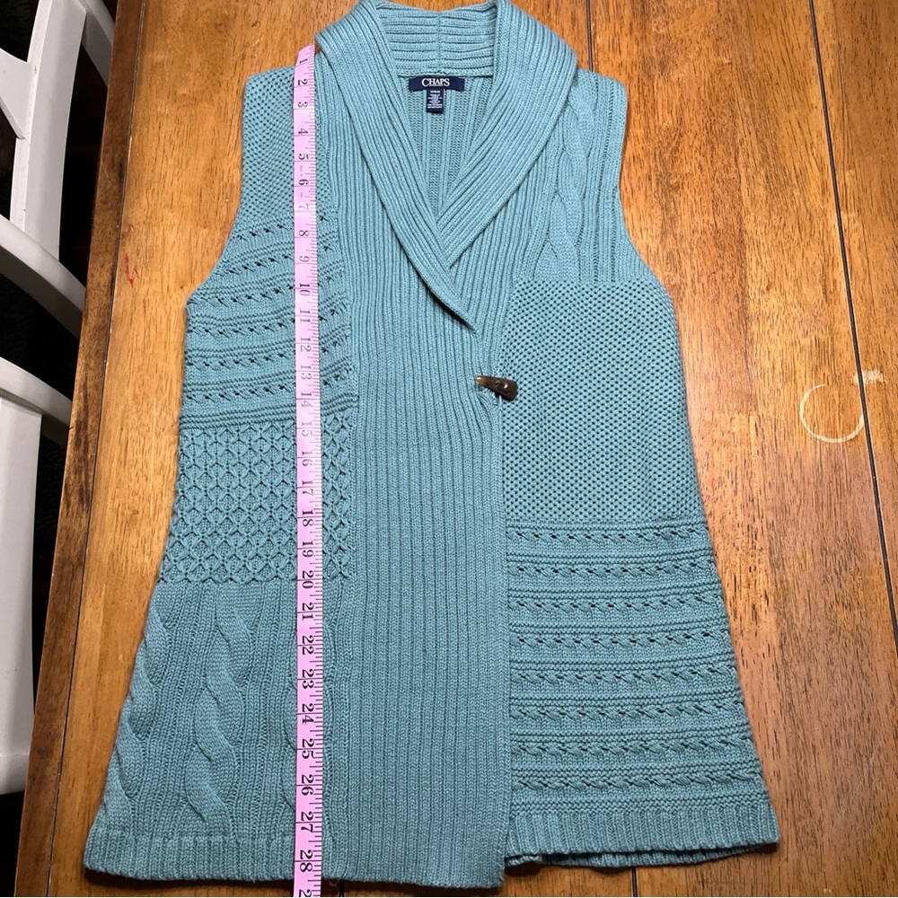 Chaps Women's Teal Knit Cardigan Vest